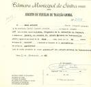 Registo de um veiculo de duas rodas tirado por um animal de espécie cavalar destinado a transporte de mercadorias em nome de Abel Antunes, morador na Av. Dr. Álvaro Miranda de Vasconcelos, Sintra. 