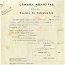 Registo de velocípede com o nº 4337, em nome de Adolfo da Conceição Pedroso, morador em Sintra.