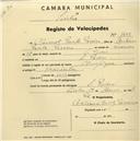 Registo de velocípede de marca Olympique, com o nº 1408, em nome de Manuel Paulo Pereira, morador em S. Pedro de Sintra.