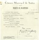 Registo de velocípede de marca Cuciolo, com o nº 8318, em nome de Manuel Rocha Moucheira, morador em Lameiras.