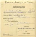 Registo de velocípede de marca Conquest para criança, com o nº 6535, em nome de Luís Filipe da Silva de Castro Vilas Boas, morador em Av. Augusto Freire nº 35, Sintra.