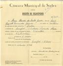 Registo de velocípede de marca Oriental, com o nº 7299, em nome de Maria Manuela dos Santos Garcia, moradora em Mucifal.