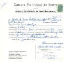 Registo de um veiculo de duas rodas tirado por dois animais de espécie bovina destinado a transporte de mercadorias em nome de Maria do Carmo Santana Marques Almada e Melo, moradora em Queluz.