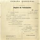 Registo de velocípede de marca Solevide Especial, com o nº 1236, em nome de Joaquim Venâncio, morador em Aruil de Baixo.