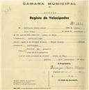 Registo de velocípede de marca Dinar Aranha, com o nº 1251, em nome de Domingos Pedro Jorge, morador em Casal do Paço.
