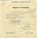 Registo de velocípede de marca Alcyon, com o nº 1427, em nome de Raimundo Pedroso, morador em Montelavar.
