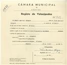 Registo de velocípede com o nº 3099, em nome de Pedro António Alegre, morador em Bolelas.