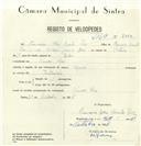 Registo de velocípede com o nº 8366, em nome de Francisco Alves Bento Ivo, morador em Venda Seca.