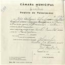 Registo de velocípede de marca Cycles Pombal, com o nº 5041, em nome de João António Silva , morador em Alvarinhos.