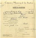 Registo de velocípede de marca Cicles Pombal, com o nº 6463, em nome de Joaquim Cardoso da Cruz, morador em Linhó.