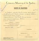 Registo de velocípede de marca Parkes, com o nº 7331, em nome de Joaquim Alberto Santos André, morador em Queluz.