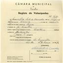 Registo de velocípede com o nº 4140, em nome de Maria Rita Pinto de Carvalho, moradora em Mem Martins.