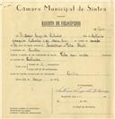 Registo de velocípede de marca Vilar com motor, com o nº 6340, em nome de António Augusto Libório, morador em Sintra.