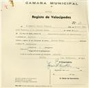 Registo de velocípede de marca Ciclos Elios, com o nº 47, em nome de Elisiário Manuel Tomásio, morador em Maceira.