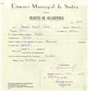 Registo de velocípede de marca Martano, com o nº 8355, em nome de Manuel Duarte Polido, morador em Terrugem.