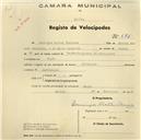 Registo de velocípede de marca Olympique, com o nº 686, em nome de Domingos Matias Casinhas, morador em Fação.