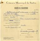 Registo de velocípede de marca Vilar com motor, com o nº 6724, em nome de António Augusto de Carvalho, morador em Sintra.