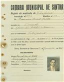 Registo de matricula de velocipedista em nome de Francisco Duarte Patrão, morador em Odrinhas, com o nº de inscrição 1085.