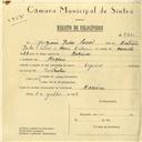 Registo de velocípede de marca Especial, com o nº 5840, em nome de Joaquim Pedro Serrão, morador em Maceira.