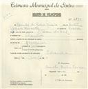 Registo de velocípede com o nº 4890, em nome de Camilo da Rocha Correia, morador em Idanha.