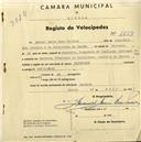 Registo de velocípede de marca Olympique, com o nº 1759, em nome de Manuel Maria Dias Pereira, morador em Maceira.