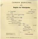 Registo de velocípede de marca Alfa, com o nº 2479, em nome de Manuel Vicente, morador em Cortezia.