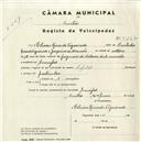Registo de velocípede de marca Capital, com o nº 5227, em nome de Eliseu Ricardo Figueiredo, morador em Mucifal.