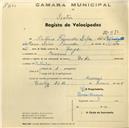 Registo de velocípede de marca Deka, com o nº 650, em nome de António Fernandes Lopes, morador em Massamá.