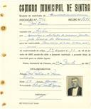 Registo de matricula de carroceiro de 2 ou mais animais em nome de José Inácio, morador em Sintra, com o nº de inscrição 1962.