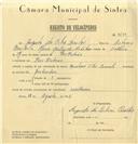 Registo de velocípede de marca Monotrave - Vilar, com o nº 6589, em nome de Augusto da Silva Bastos, morador em Pero Pinheiro.