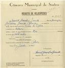 Registo de velocípede de marca Star, com o nº 8073, em nome de David Gonçalves Garrido, morador em Colares.