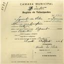 Registo de velocípede de marca Peugeot, com o nº 2701, em nome de Jacinto da Silva, morador em Cortezia.