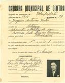 Registo de matricula de velocipedista em nome de Joaquim Antunes Vistas, morador em Cortegaça, com o nº de inscrição 1915.