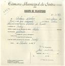 Registo de velocípede de marca Aprilia, com o nº 4871, em nome de António Martins, morador em Queluz.