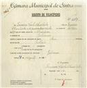 Registo de velocípede de marca Raio, com o nº 5371, em nome de Francisco Varela Chumbinho, morador em Galamares.
