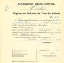 Registo de um veiculo de duas rodas tirado por dois animais de espécie muar e cavalar destinado a transporte de mercadorias em nome de Francisco Guilherme da Costa, morador em Almoçageme.