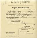 Registo de velocípede de marca Nacional, com o nº 1740, em nome de José Arnaldo Janela, morador em 