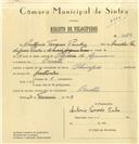 Registo de velocípede de marca Olympique, com o nº 6264, em nome de António Tavares Pinho, morador em Baratã.