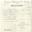 Registo de velocípede com o nº 4962, em nome de António Pinto, morador em Albarraque.