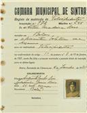 Registo de matricula de velocipedista em nome de Artur Madeira Reis, morador em Belas, com o nº de inscrição 972.