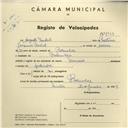 Registo de velocípede de marca Francaise, com o nº 3963, em nome de Augusto Pardal, morador em Bolembre.