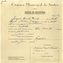 Registo de velocípede de marca Vilar com motor Cuciolo, com o nº 6138, em nome de Joaquim Duarte Urmal, morador em Pero Pinheiro.