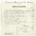 Registo de velocípede de marca Renault, com o nº 5156, em nome de José Emílio Ferreira Gonçalves, morador em Algueirão.