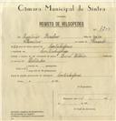 Registo de velocípede de marca Famel, com o nº 8200, em nome de Agostinho Roselino, morador em Coutinho Afonso.