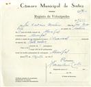 Registo de velocípede de marca Nacional, com o nº 9211, em nome de José Caetano Monteiro, morador em Mucifal.