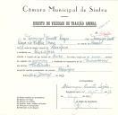 Registo de um veiculo de duas rodas tirado por um animal de espécie asinina destinado a transporte de mercadorias em nome de Domingos Duarte Lagoa, morador na Assafora.