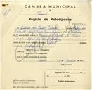 Registo de velocípede de marca Sprinter, com o nº 3337, em nome de António dos Santos Vicente, morador em Casal da Peça, Queluz.
