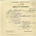 Registo de velocípede com o nº 3229, em nome de José Patrício Júnior, morador em Almoçageme.