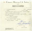 Registo de velocípede de marca Famel, com o nº 8495, em nome de Virgílio Gonçalves, morador em Massamá.