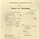Registo de velocípede de marca Raio, com o nº 4289, em nome de António Brás Carteiro, morador em Anços.